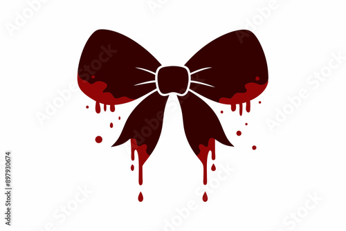 dark coquette bows splatter blood silhouette christmas vector illustration