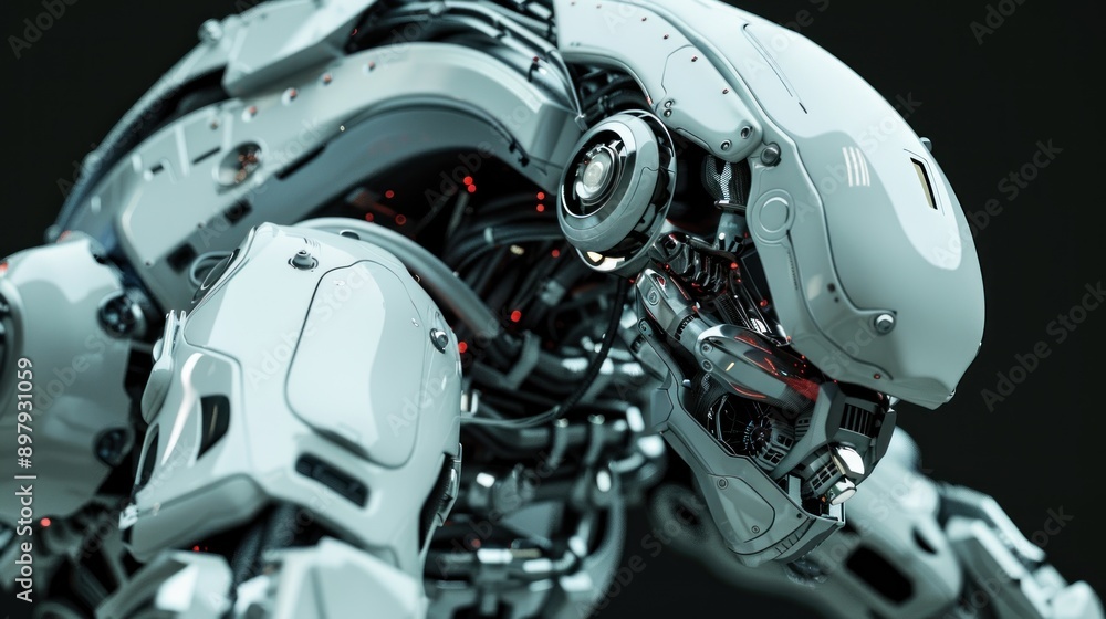 Fototapeta premium Cyber ​​robot machine high technology high-tech artificial intelligence background wallpaper AI generated image