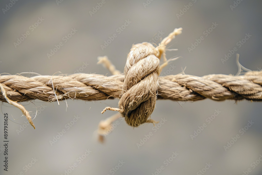 Broken rope symbolizing failure and break, motion blur effect Broken rope symbolizing failure and break, motion blur effect