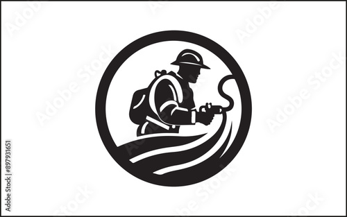 Fireman gesture silhouette. Good use for symbol, logo, web icon, mascot, sign, or any design you want. accident, emblem, emergency, firefighters, extinguishing, emergency exit, lifestyles, protective