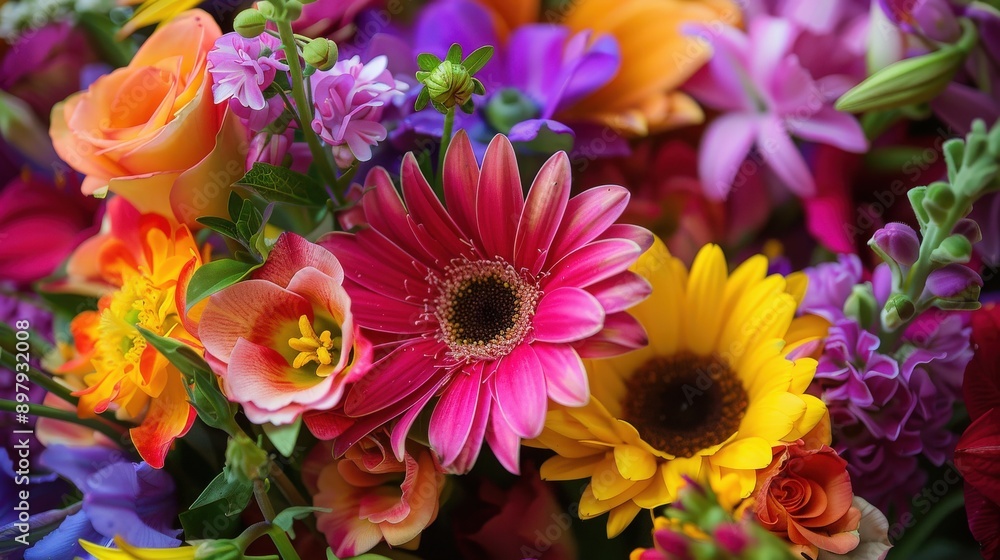 A vibrant bouquet featuring a mix of colorful flowers, perfect for celebrations, decorations, or floral arrangements. A vibrant bouquet featuring a mix of colorful flowers, perfect for celebrations, decorations, or floral arrangements.