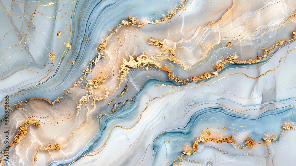 Abstract Blue and Gold Marble Texture. Abstract Blue and Gold Marble Texture.