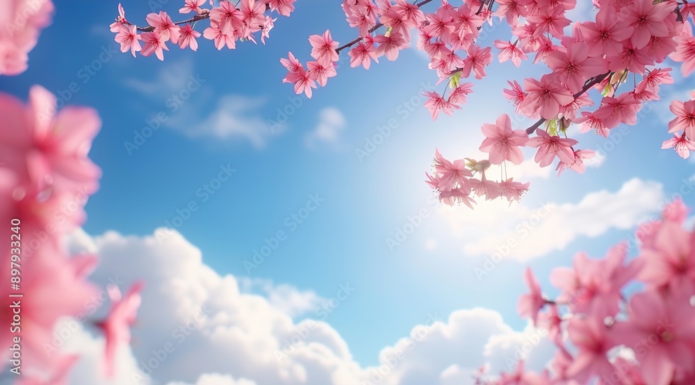 Naklejka premium pink flowers in the sky