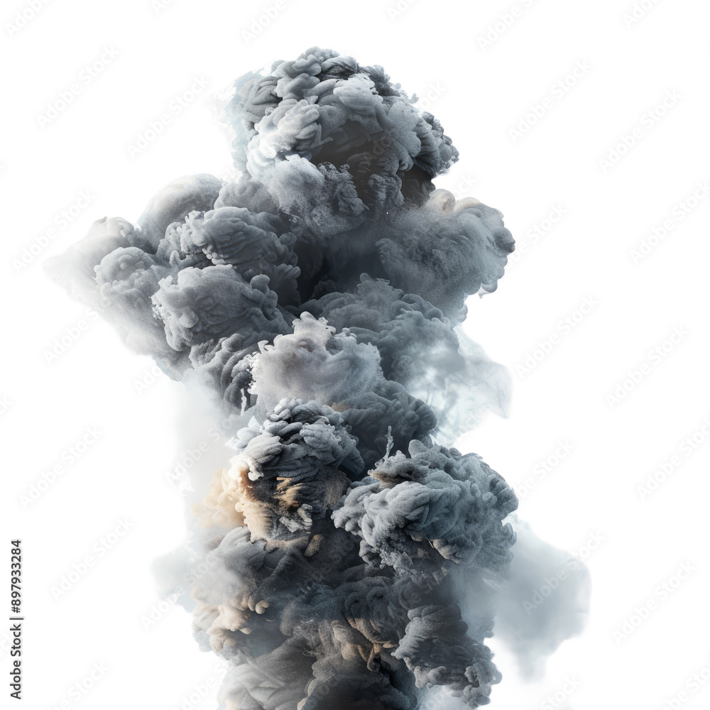 Impressive and thick column of smoke in the middle of the sky Impressive and thick column of smoke in the middle of the sky