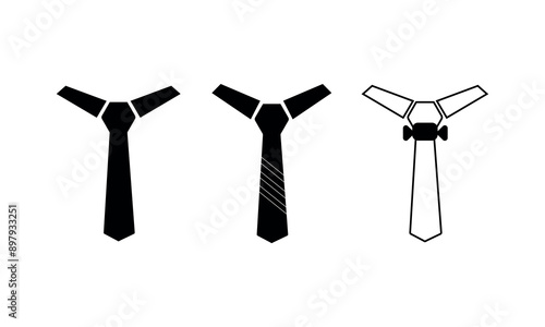 Minimalist Vector Necktie Icons Set - Business, Formal, and Bow Tie Designs