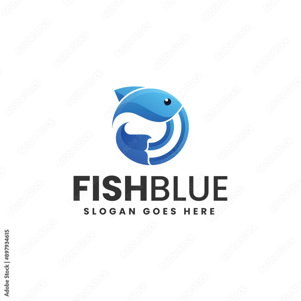 Fototapeta premium Vector Logo Illustration Fish Gradient Colorful Style