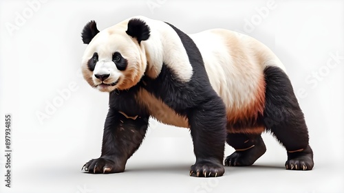 Huge panda isolated on a translucent white background in PNG format using generative AI