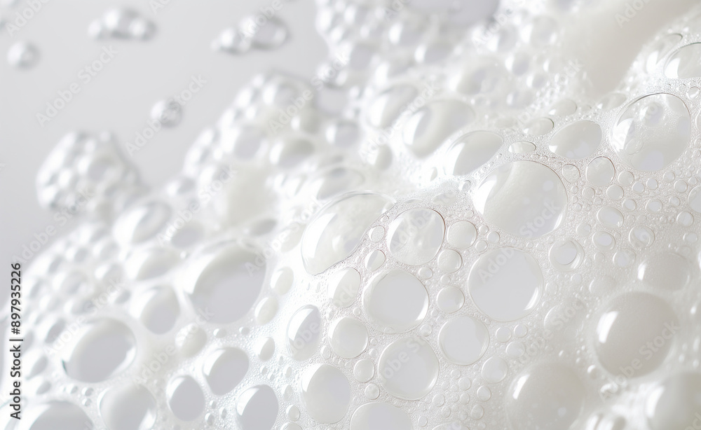 Close-up of white foam bubbles with varying sizes. Close-up of white foam bubbles with varying sizes.