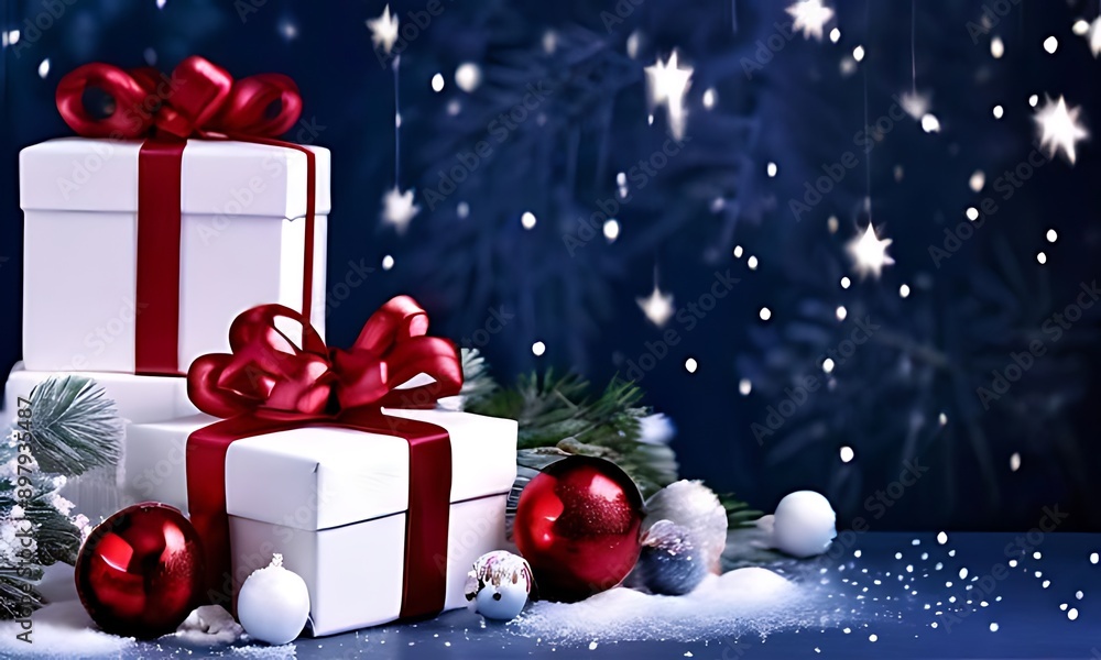 Christmas background with gift boxes, Festival Background, Generative AI Christmas background with gift boxes, Festival Background, Generative AI