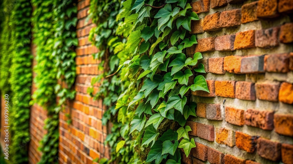 Fototapeta premium Green Ivy Growing on Brick Wall.