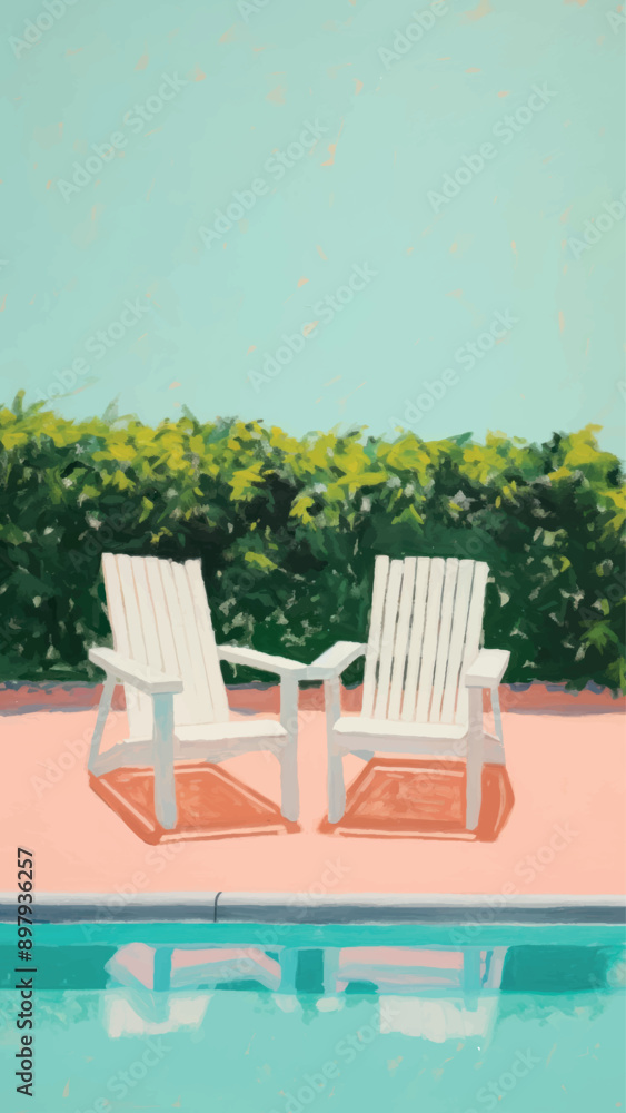 Fototapeta premium Relaxing poolside chairs scenery