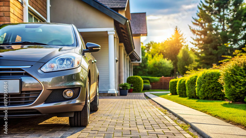 Wallpaper Mural Car parked in front of house driveway. Torontodigital.ca