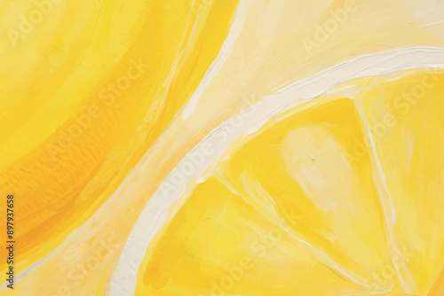 Vibrant abstract lemon slice painting