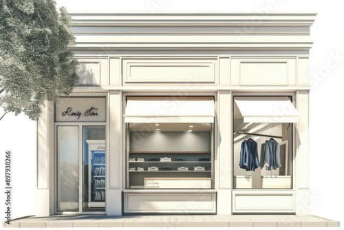 Elegant boutique storefront with apparel.