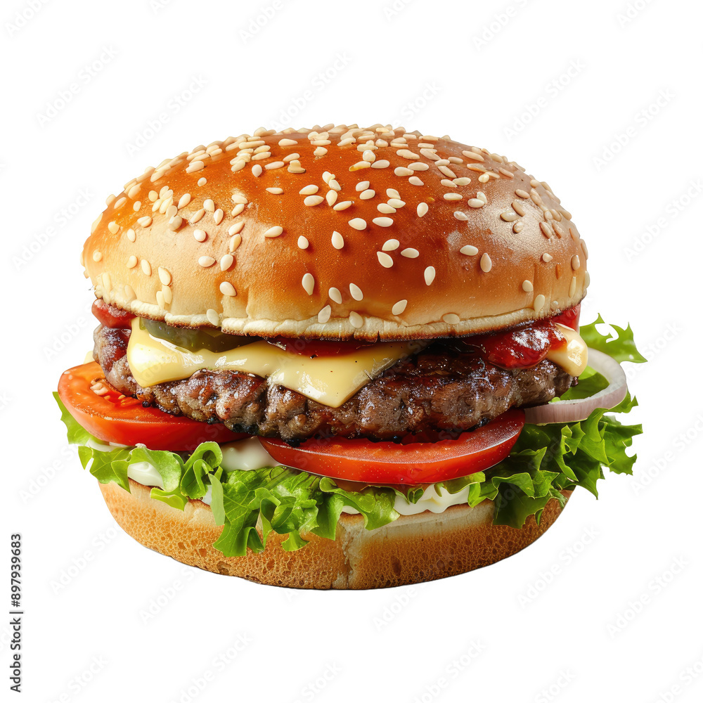 Big burger isolated on white background. Big burger isolated on white background.
