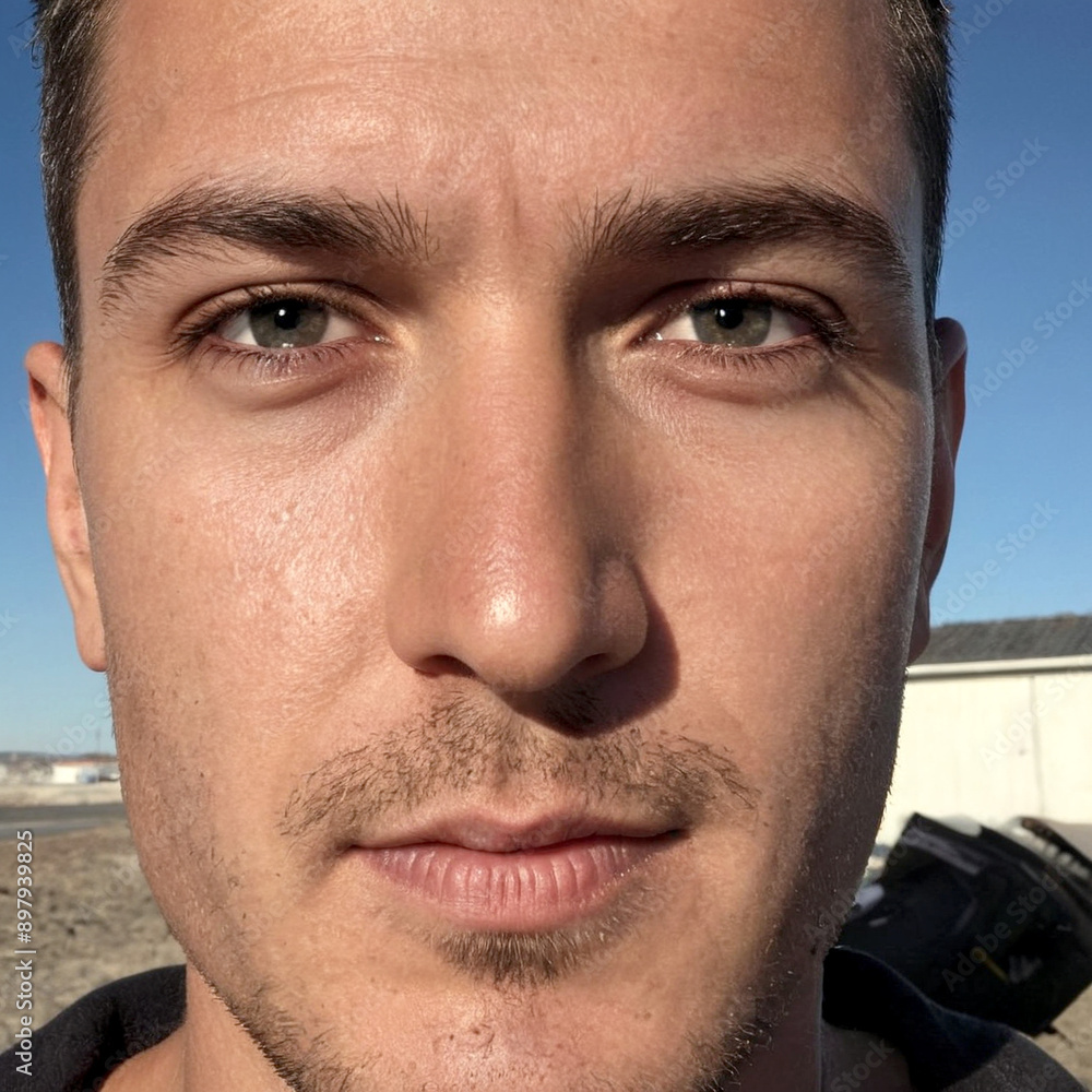 Obraz premium Close-up portrait of a man with blue eyes