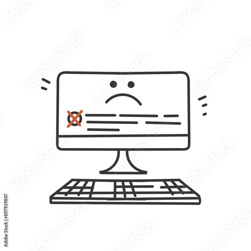 hand drawn doodle computer operating system crash