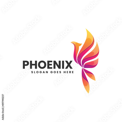Vector Logo Illustration Phoenix Gradient Colorful Style