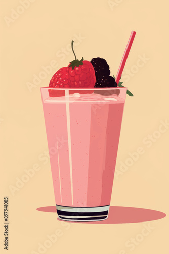 Delicious berry smoothie illustration