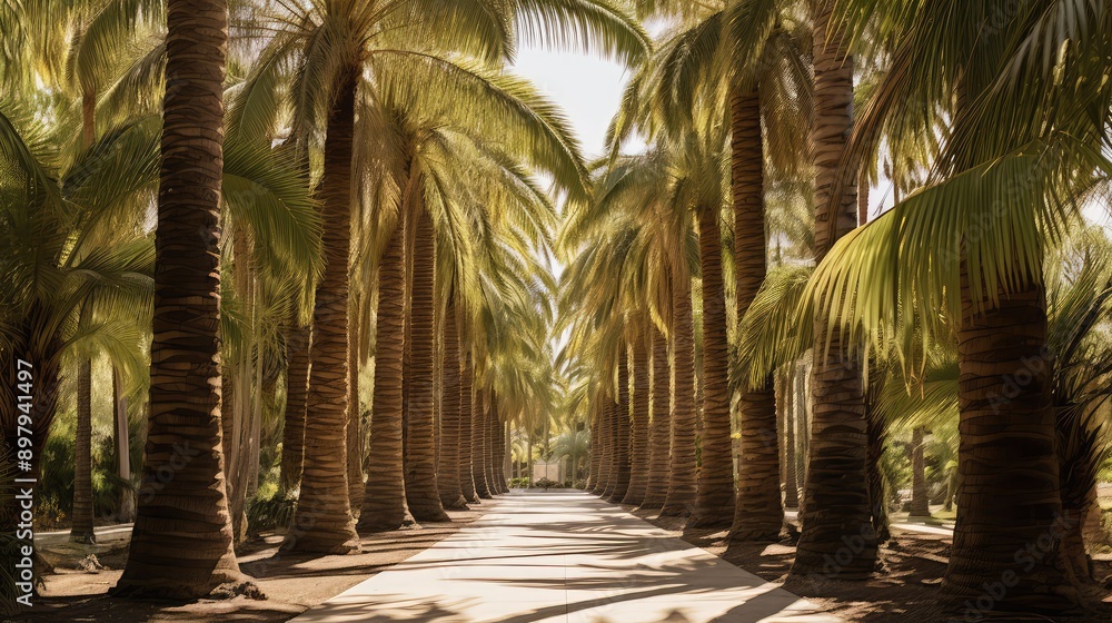 Obraz premium serene yard palm trees