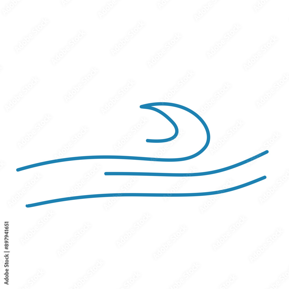 Water wave line icons. Flowing river water and sea wave marks. Water wave line icons. Flowing river water and sea wave marks.