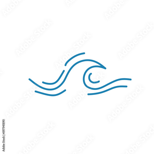 Wallpaper Mural Water wave line icons. Flowing river water and sea wave marks. Torontodigital.ca
