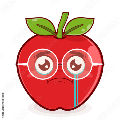 apple crying face cartoon cute