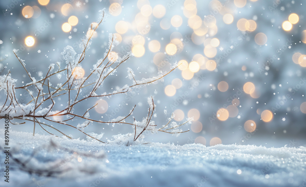 A snowy winter scene with snowflakes falling gently. A snowy winter scene with snowflakes falling gently.