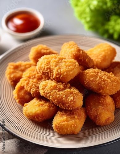 Spicy fried crispy chicken nuggets