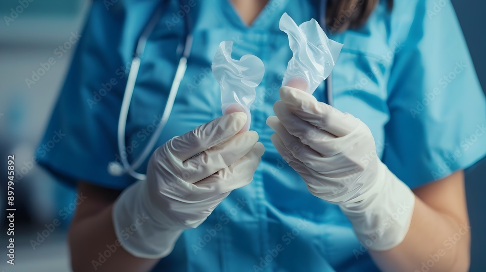 Medical Professional Demonstrating Proper Condom Usage for Sexual Health and Safety Medical Professional Demonstrating Proper Condom Usage for Sexual Health and Safety