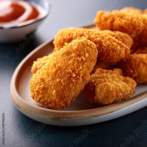 Spicy fried crispy chicken nuggets 