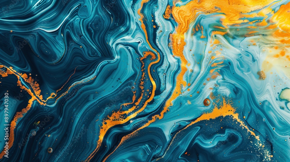 Abstract Texture Color Background: Liquid Blue Effect with Gold, Mineral, and Rainbow Patterns Abstract Texture Color Background: Liquid Blue Effect with Gold, Mineral, and Rainbow Patterns