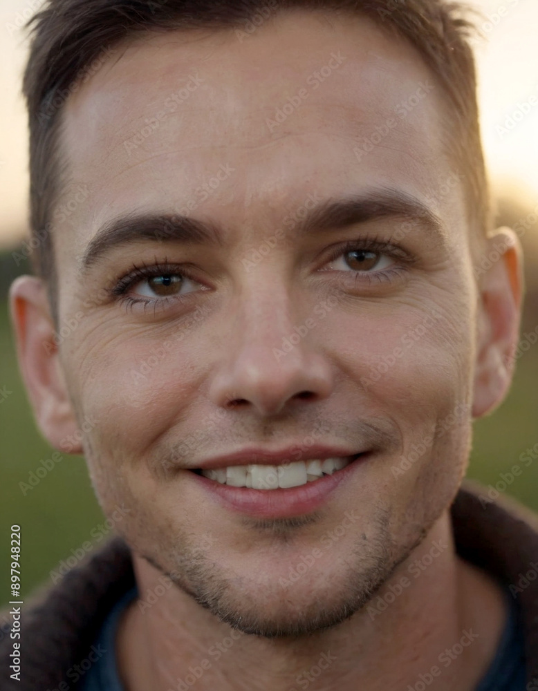 Young man smiling outdoors in the daytime Young man smiling outdoors in the daytime
