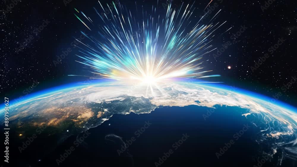 Earth From Space During Nighttime With Stars Earth From Space During Nighttime With Stars