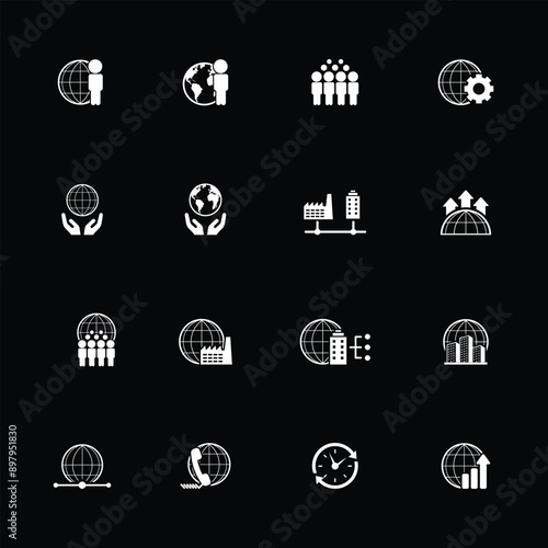 Universal business management and human resources icon set. Universal icons for web and mobile. Vector.	