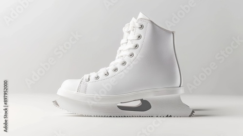 Sleek ice skates featuring white laces, positioned on a plain background, ideal for copy text placement