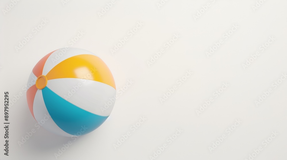 Vibrant beach ball with glossy finish, isolated on a white background, perfect for summer-themed designs, with ample copy text space Vibrant beach ball with glossy finish, isolated on a white background, perfect for summer-themed designs, with ample copy text space