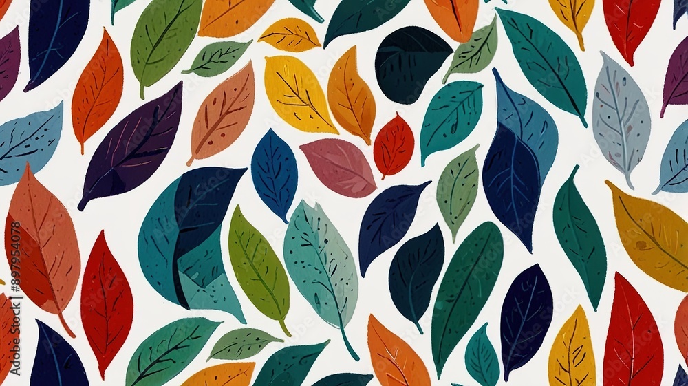 Fototapeta premium Abstract pattern suitable for printing. oil painting pattern in a small leave. Little leave. white background.