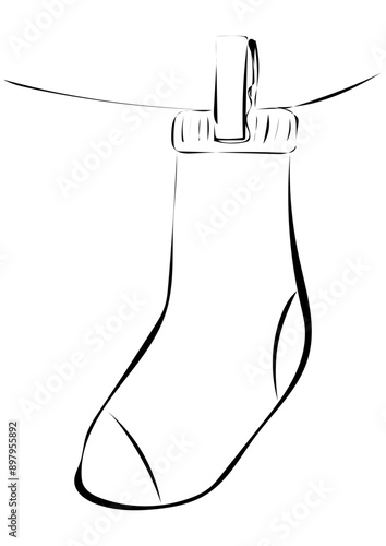 Socke an der Wäscheleine 