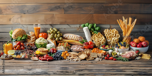 Verschiedene gesunde Speisen. Ausgewogene Ernährung. photo