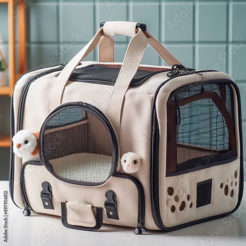 8 49 Canvas pet carrier A portable carrier made from canvas fabr photo