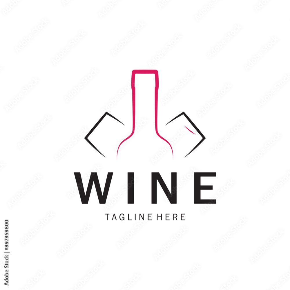 Wine logo with wine glasses and bottles.for night clubs,bars,cafe and wine shops. Wine logo with wine glasses and bottles.for night clubs,bars,cafe and wine shops.