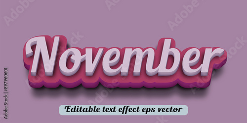 November grey color editable 3d text effect eps vector