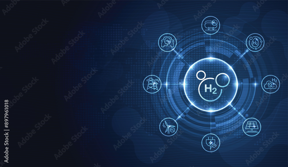 Hydrogen and H2 with icons for sustainable environment. eco-friendly industry and alternative lifestyle. changing the CO2 fuel cell to H2 switching to clean hydrogen energy. vector. Hydrogen and H2 with icons for sustainable environment. eco-friendly industry and alternative lifestyle. changing the CO2 fuel cell to H2 switching to clean hydrogen energy. vector.