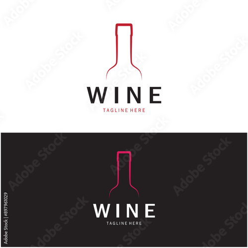 Wine logo with wine glasses and bottles.for night clubs,bars,cafe and wine shops.