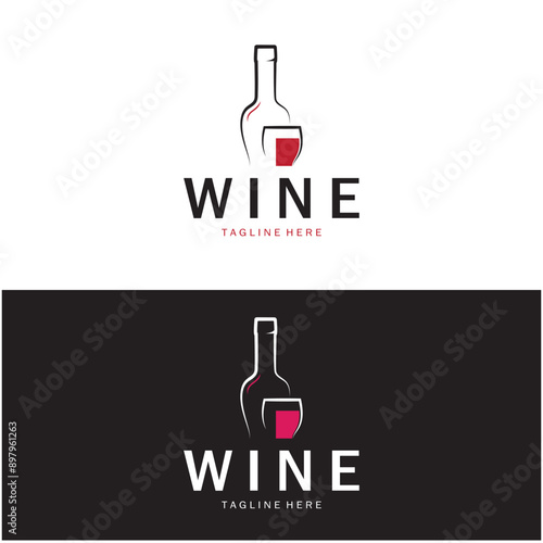 Wine logo with wine glasses and bottles.for night clubs,bars,cafe and wine shops.