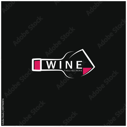 Wine logo with wine glasses and bottles.for night clubs,bars,cafe and wine shops.