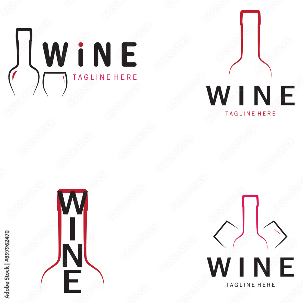 Wine logo with wine glasses and bottles.for night clubs,bars,cafe and wine shops. Wine logo with wine glasses and bottles.for night clubs,bars,cafe and wine shops.