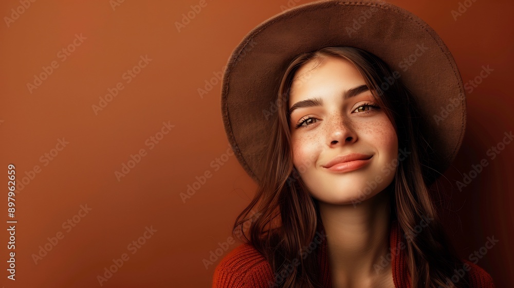 Beautiful cheerful smiling girl in hat Beautiful cheerful smiling girl in hat
