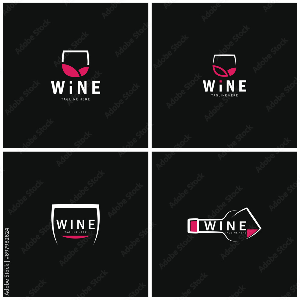 Wine logo with wine glasses and bottles.for night clubs,bars,cafe and wine shops. Wine logo with wine glasses and bottles.for night clubs,bars,cafe and wine shops.